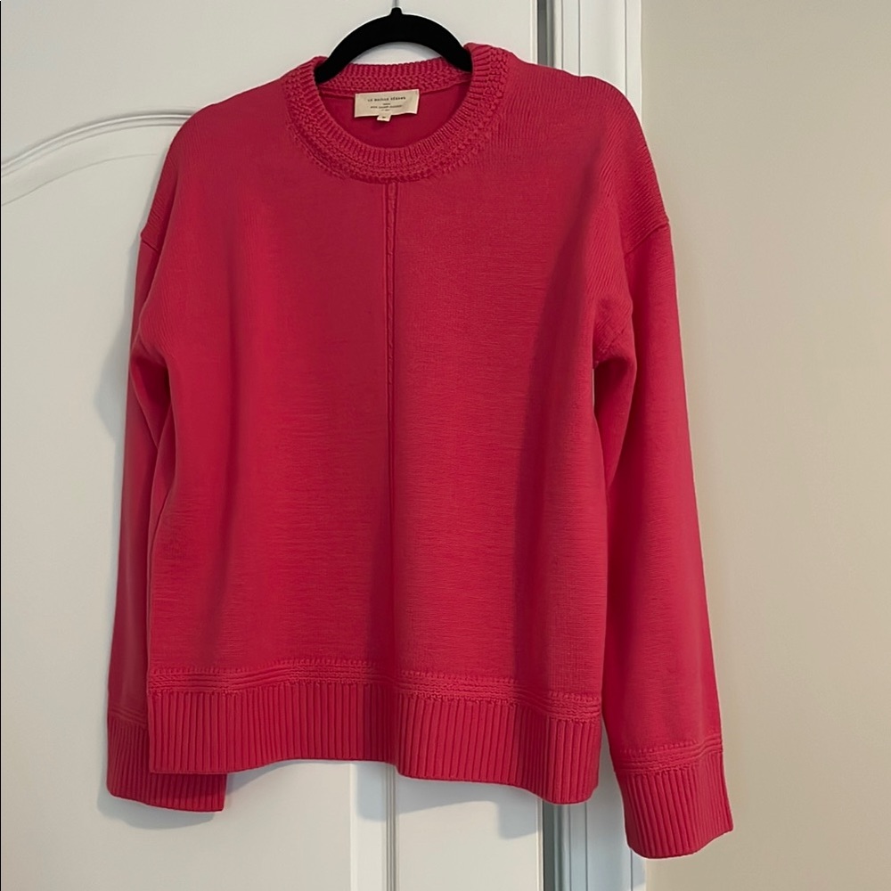 Sezane Pink Crew Neck Sweater Cozy Knit